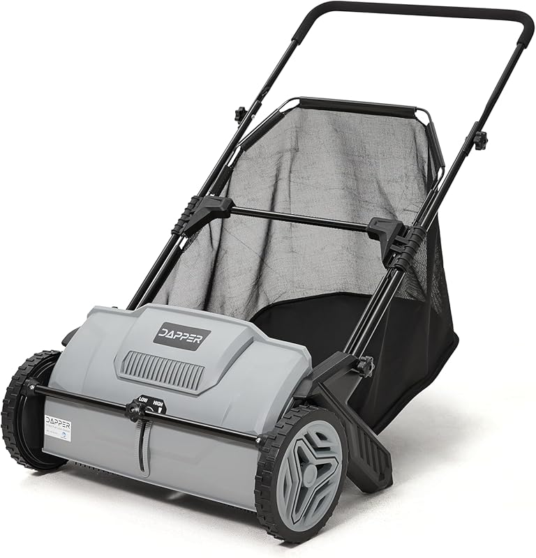 21-Inch Push Lawn Sweeper, Grass, Lawn and Leaf Cleanup Collector with