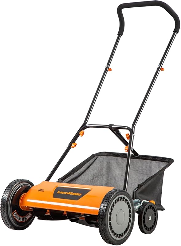 LawnMaster 18-Inch Push Reel Lawn Mower: 5-Blade, Walk-Behind Design f