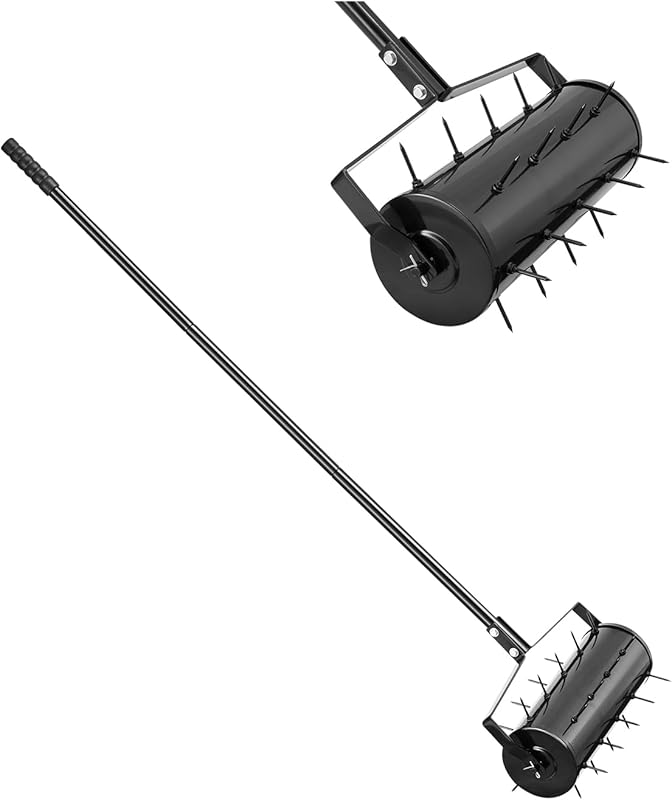 VEVOR 18-Inch Heavy-Duty Manual Lawn Aerator with Detachable Handle an