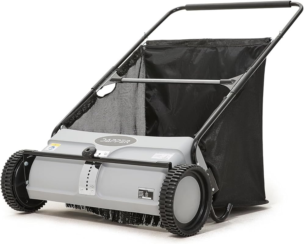 26-Inch Push Lawn Sweeper with Large Hopper for Effortless Pine Straw 