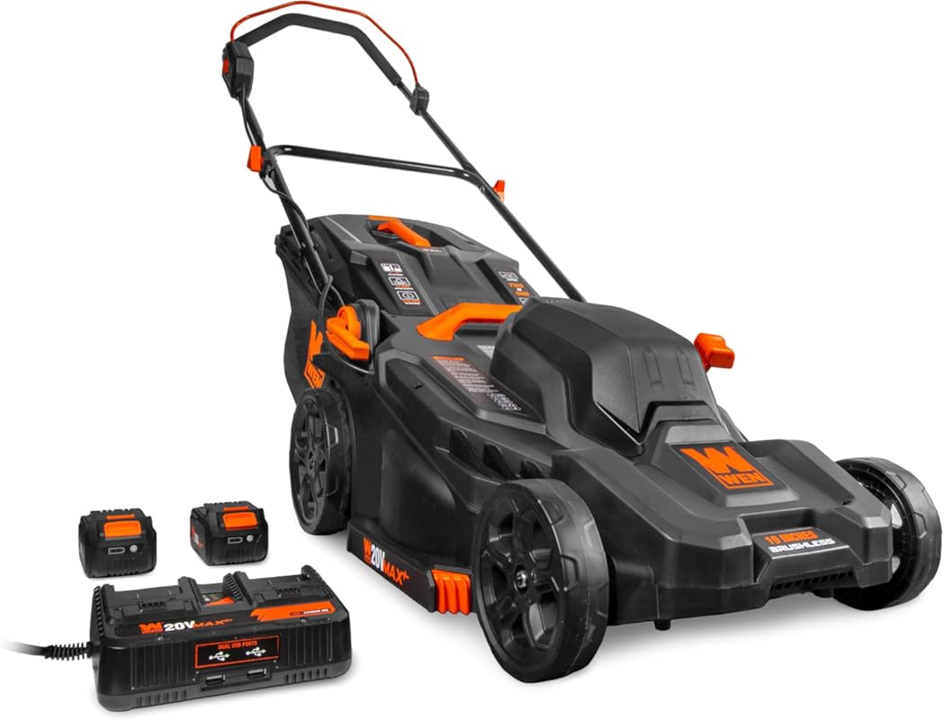 WEN 20V Max 19-Inch Cordless Brushless Lawn Mower and Mulcher with Two