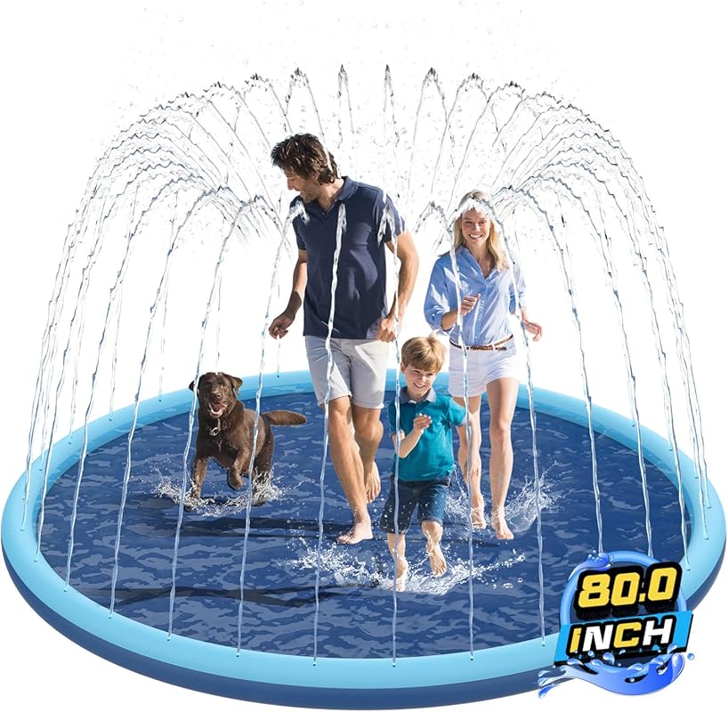 Extra Large Splash Pad for Kids and Dogs, Outdoor Water Play Mat