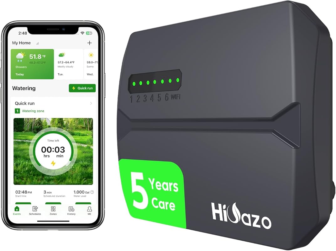 Smart Sprinklers Controller: 6-Zone WiFi Irrigation with App, Auto Rai