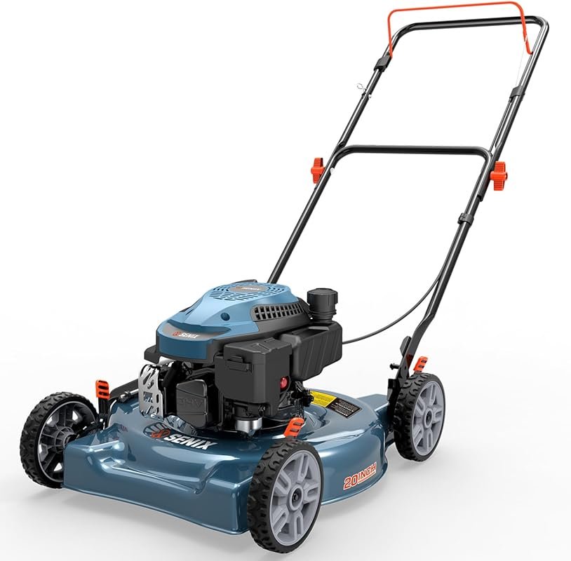 SENIX 144cc Gas Push Lawn Mower with 20-inch Deck and Adjustable Cutti
