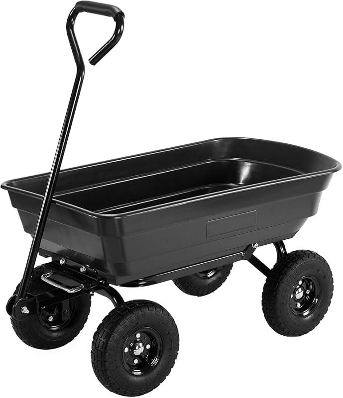 Garden Cart Utility Yard Cart with Steel Frame, 600 Pound Capacity Dum