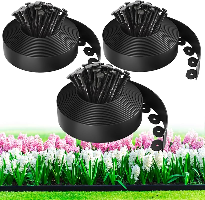 100ft Flexible Landscape Edging Kit with 150 Spikes for Lawns, Gardens