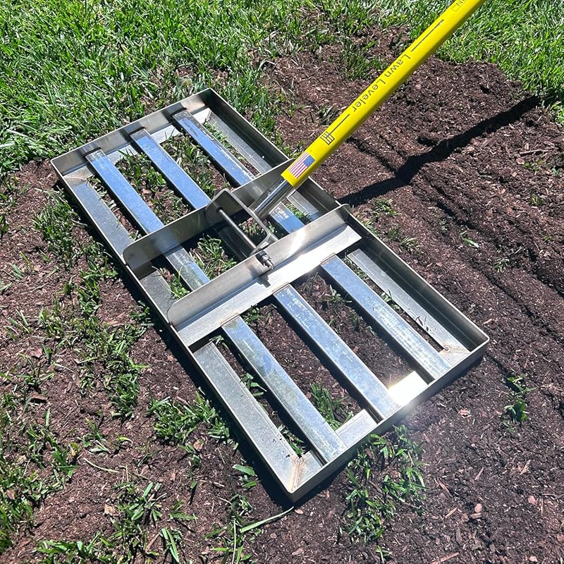 22 Inch Stainless Steel Lawn Leveling Tool with Long Handle for Smooth