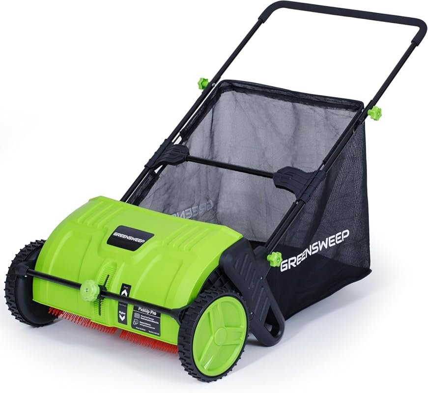 Pickup Pro Manual Push Lawn Sweeper for Grass Clippings, Leaves, and D