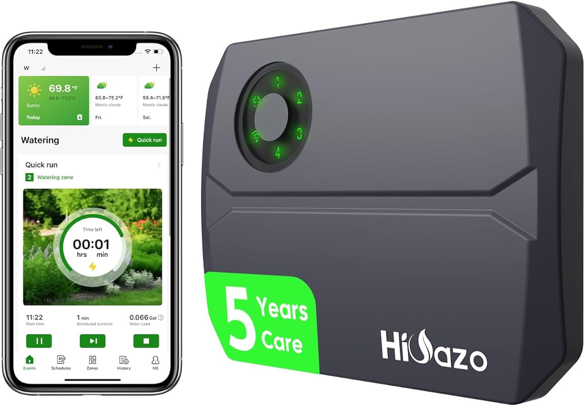 Smart Sprinklers Controller: 4-Zone WiFi Irrigation with App, Auto Rai