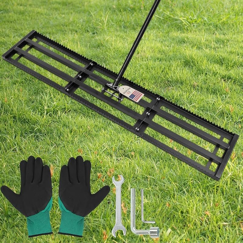 52 Inch Heavy Duty Lawn Leveling Rake with Sectional Adjustable Handle