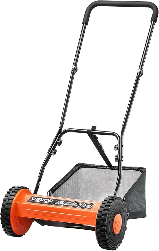 VEVOR Push Reel Lawn Mower 14 inch, 5 Blades Manual Push Mower No Moto