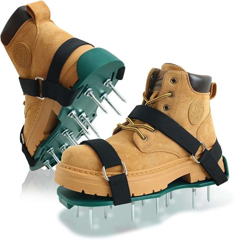 Grass Aeration Sandals: Spiked Shoes with Durable Spikes and Adjustabl