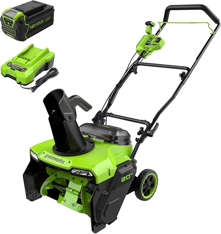 Top 5 Expert-Rated Snow Blowers for Effortless Snow Removal green electric snow blower with two batteries