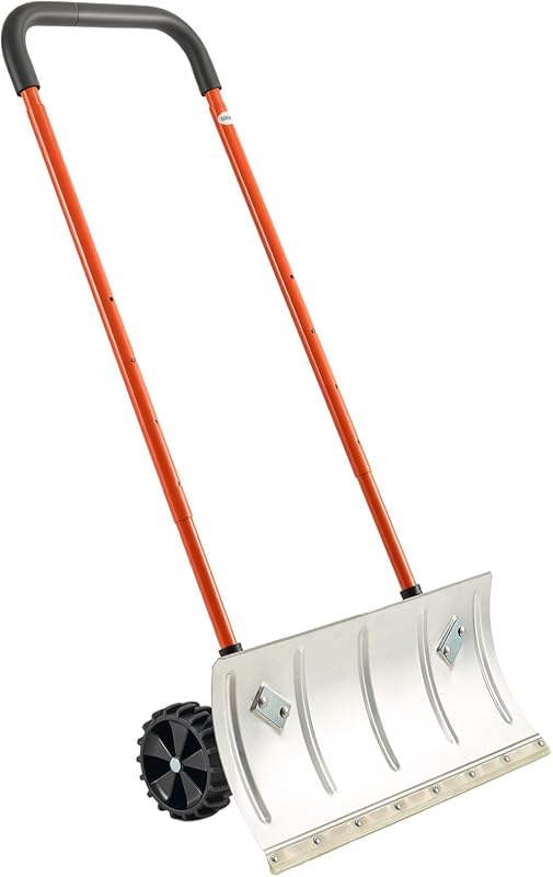 VEVOR 24 Inch Wheeled Snow Pusher Shovel for Heavy Duty Driveway Snow