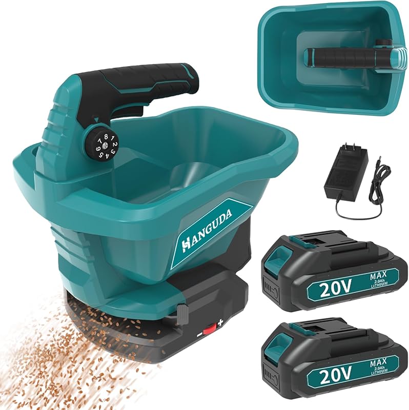 20V Electric Seed Spreader for Lawns with 6-Speed Adjust for Fertilize