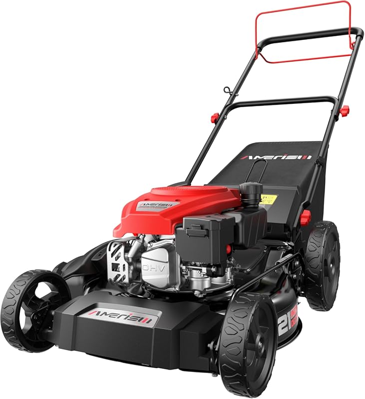 21-Inch Gas Lawn Mower Self Propelled with 170cc OHV Engine, 3-in