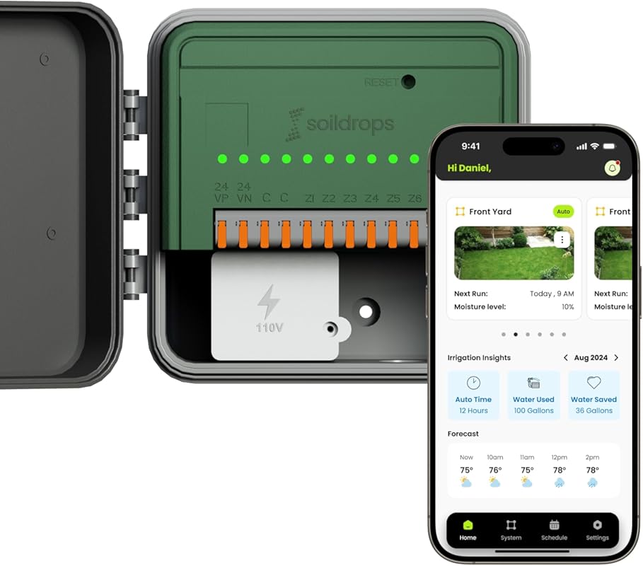 AI Smart Sprinkler Controller: 8-Zone WiFi Irrigation for Indoor and O