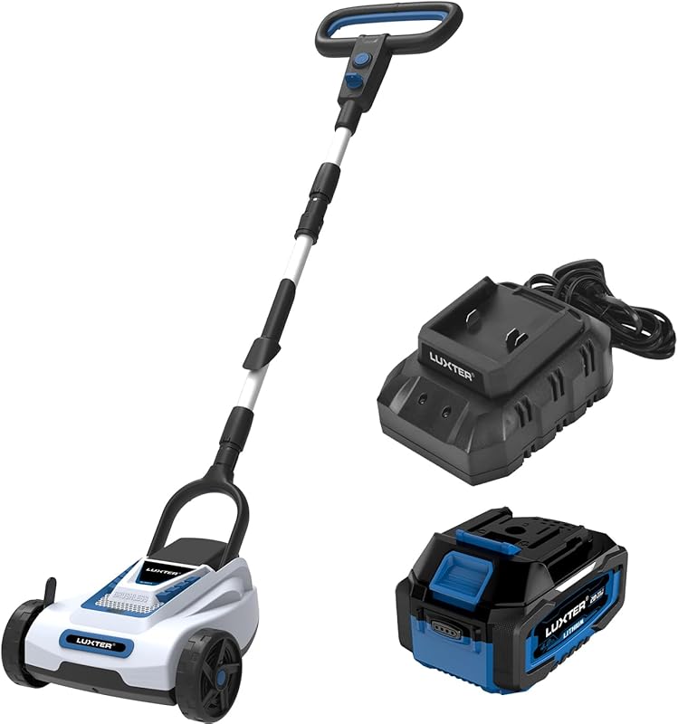 LUXTER 9 Inch Cordless Electric Lawn Mower with Brushless Motor and Ad