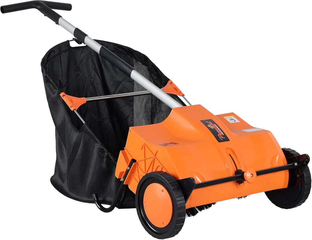 21-inch walk-behind lawn sweeper, designed to be dust-proof for effect