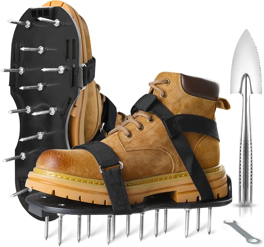 Heavy Duty Lawn Aerator Shoes with Adjustable Hook & Loop Straps, One