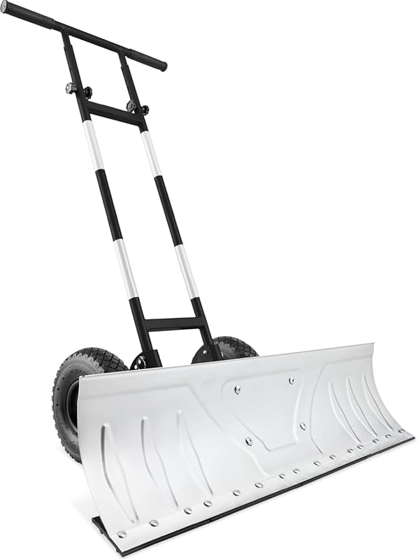 Top 5 Rolling Snow Shovels: Effortless Snow Removal wheeled snow plow with metal blade and black handle