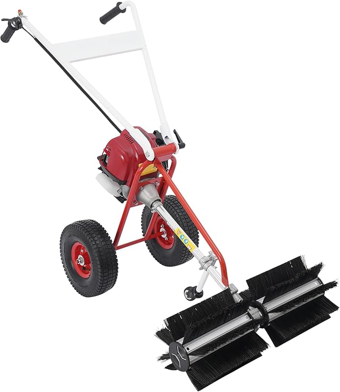 Powerful 4-stroke gas handheld sweeper, perfect for cleaning gravel an