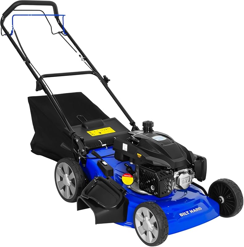 21 Inch Self-Propelled Gas Lawn Mower with 201cc Engine and 3-in-1 Cut