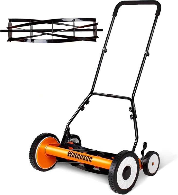 Walensee 20-Inch Manual Reel Lawn Mower: 5-Blade, Cordless, 9-Position