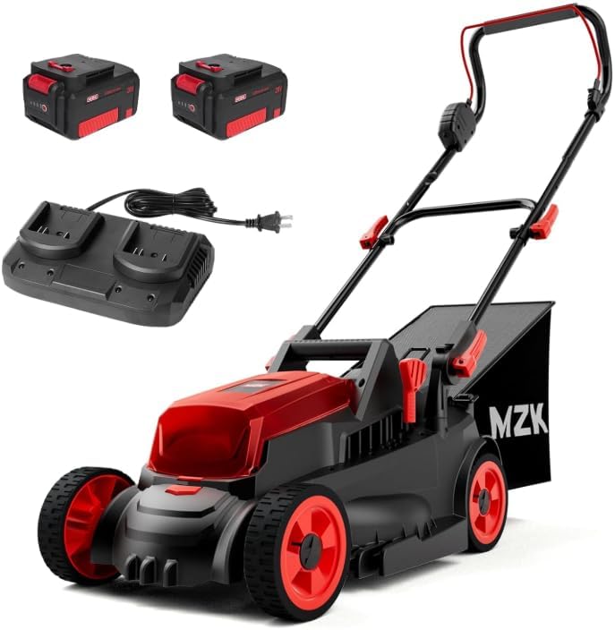 Top 5 Farm Lawn Mowers: Expert Picks for Your Land red and black cordless lawn mower with batteries and charger