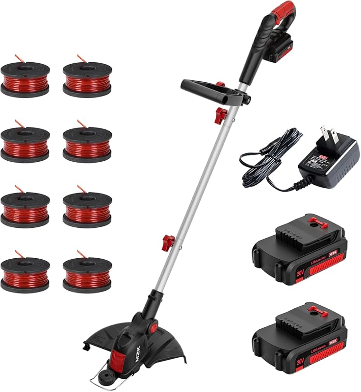 MZK 20V Cordless Lawn Edger and String Trimmer with 12-inch cutting pa