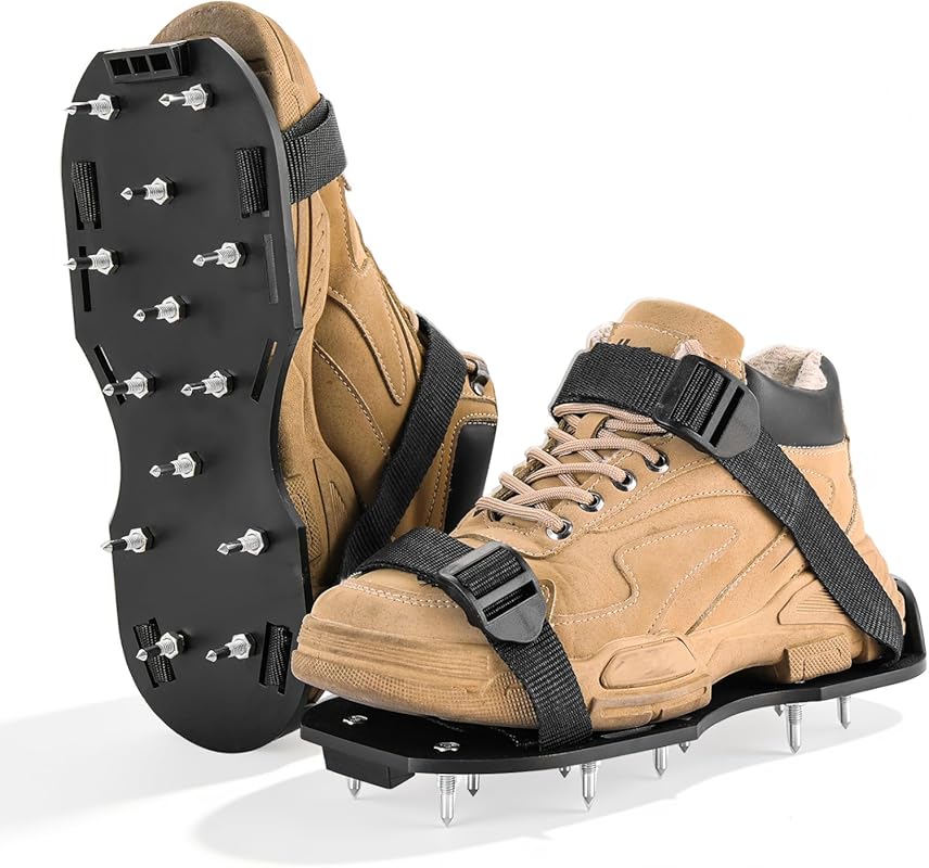 Lawn Aerator Shoes with 1.1'' Spikes: Adjustable Sandals for Yard, Gar