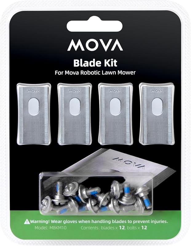 Mova Robot Lawn Mower Blade Kit for LiDAX Ultra 1000/2000, 12 Blades, 12 Bolts