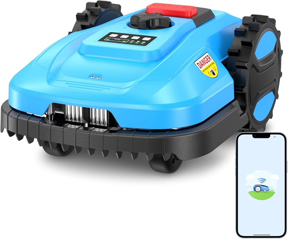 Robotic Lawn Mower for 1/2 Acre Lawns with 47% Slope Capability and Ap