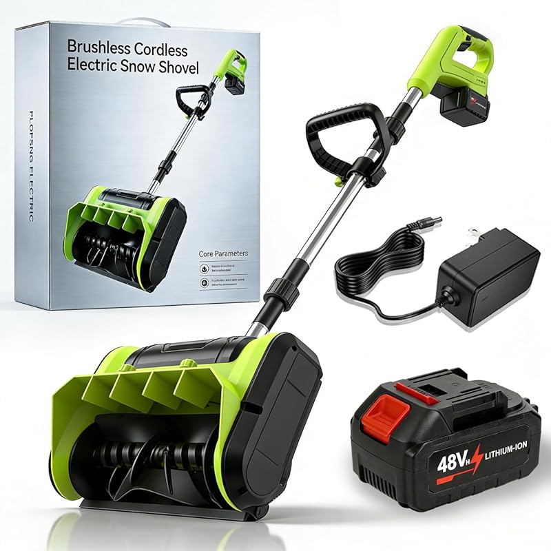 Brushless Cordless Snow Shovel, 13Inch Electric Snow Blower with 4.0 A