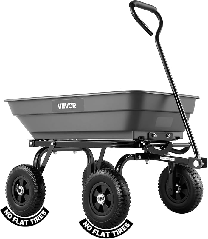 VEVOR Poly Garden Dump Cart Wagon - 400 lb capacity, 8 inch flat-free