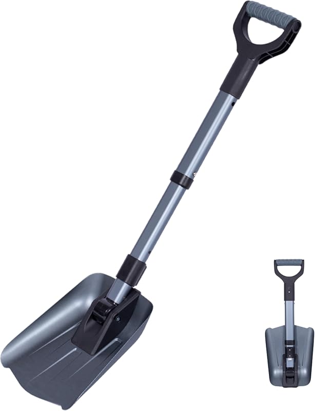 34” Folding Emergency Snow Shovel – Rugged Compact Tool for Car, Snowm